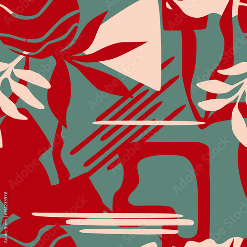 Floral abstract pattern, Digital print in Repeat (rapport), Resolution 300 DPI, ideal for fashion, decoration and stationery.