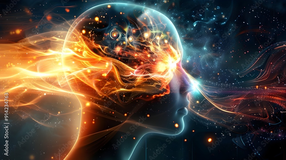 Abstract Head with Cosmic Energy. Abstract Head with Cosmic Energy.
