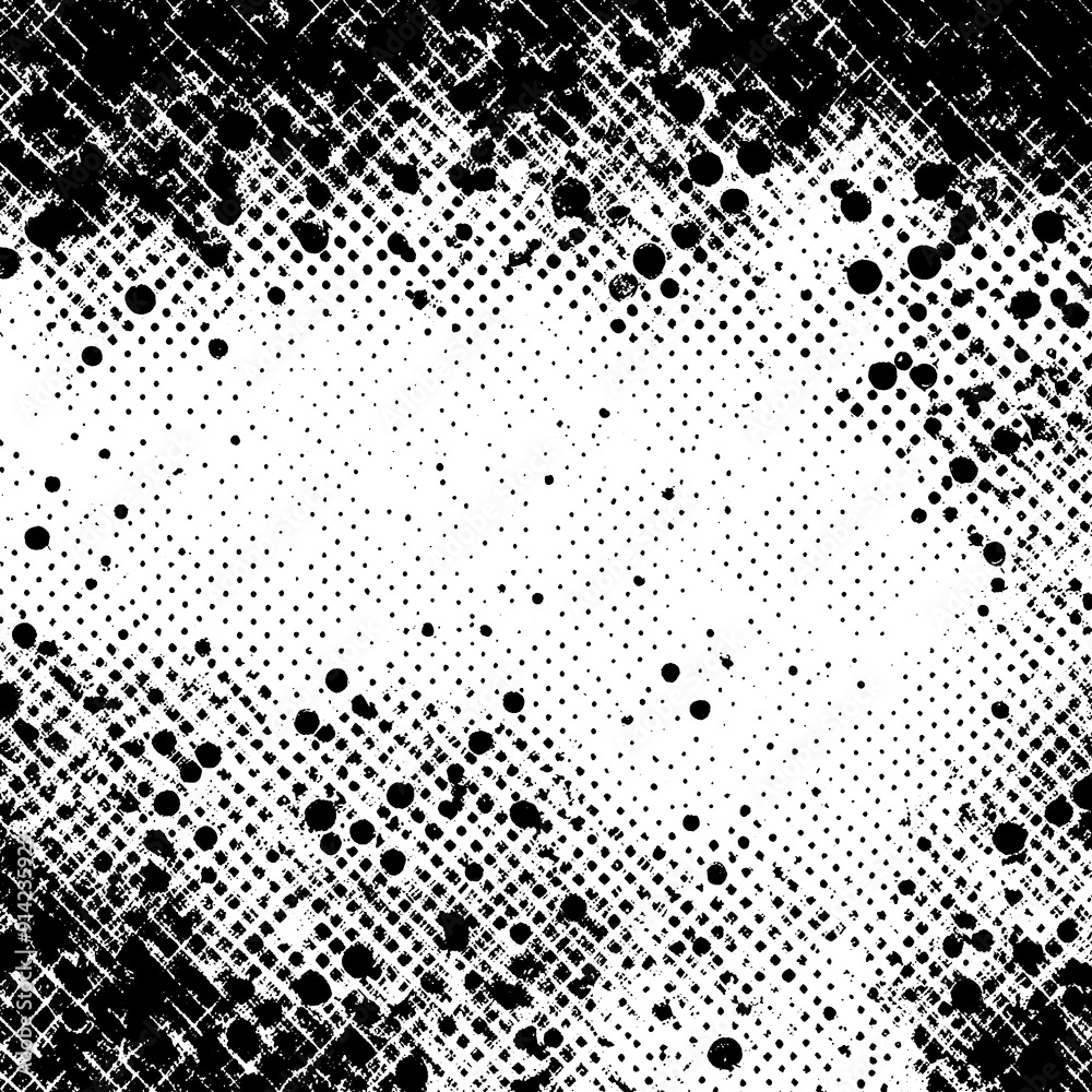 Black and white grungy halftone effect of black color on white plane surface Black and white grungy halftone effect of black color on white plane surface
