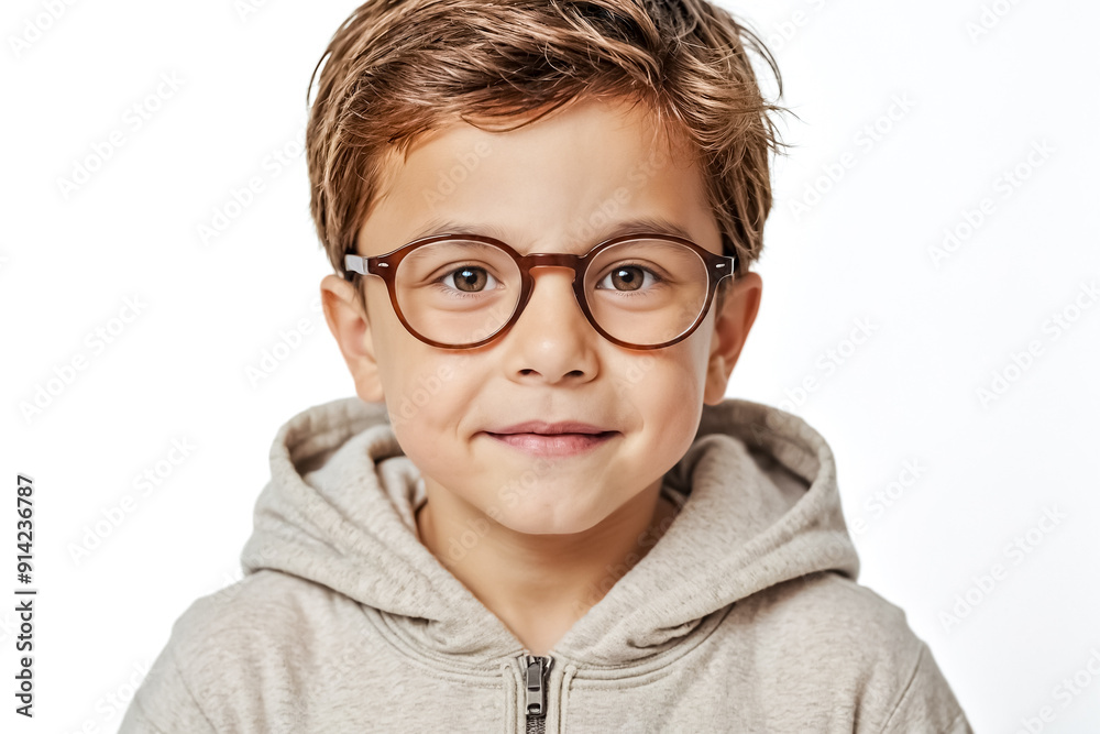 Fototapeta premium Portrait of a Young Boy Wearing Glasses