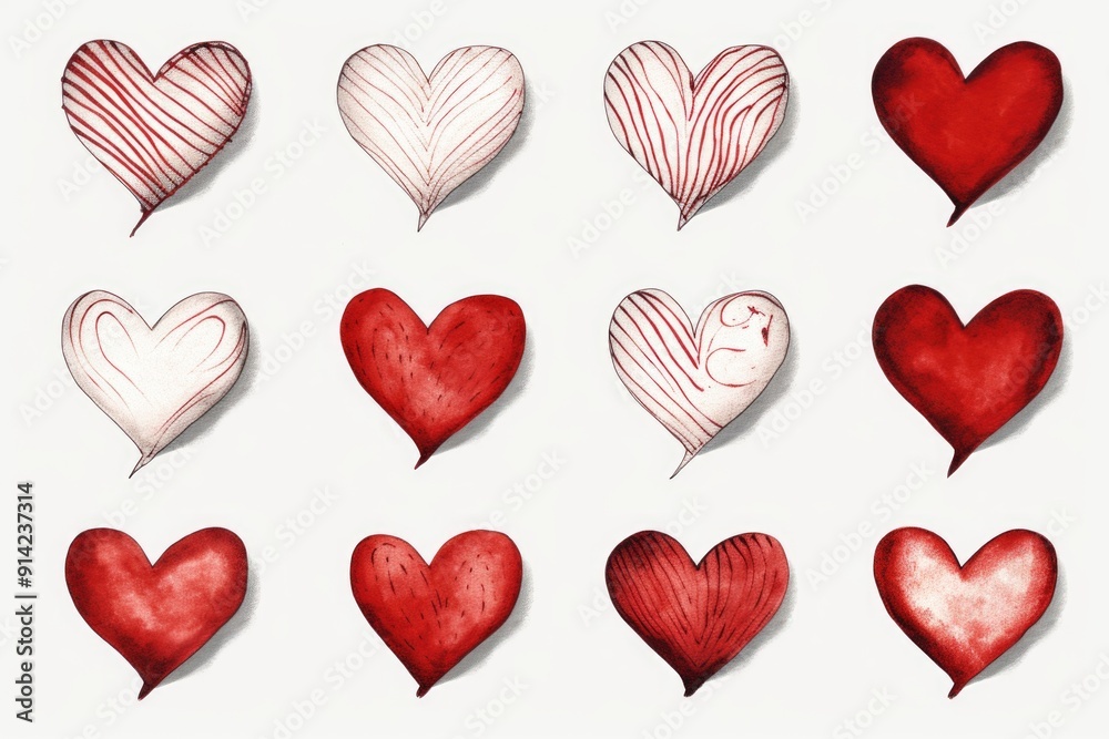 A collection of twelve different heart designs. Perfect for Valentine's Day, gifts, or any romantic occasion. A collection of twelve different heart designs. Perfect for Valentine's Day, gifts, or any romantic occasion.