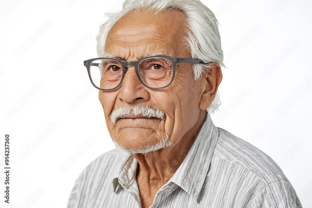 Portrait of a Senior Man with a Mustache and Glasses Portrait of a Senior Man with a Mustache and Glasses