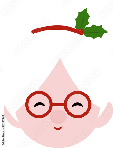 Mrs Claus head flat vector. Cute Mrs Claus face flat svg. Isolated Christmas santa claus wife head illustration. 