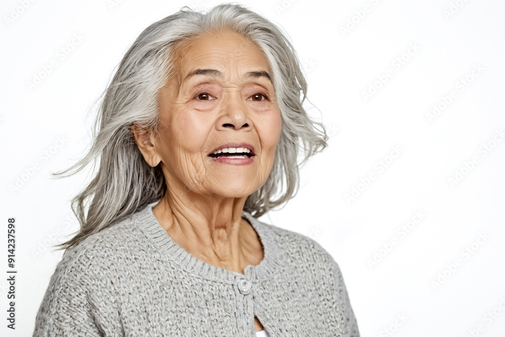 Senior Woman Smiling and Looking Up Senior Woman Smiling and Looking Up
