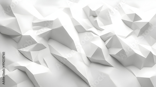 White Low Poly Background Texture, 3D Render