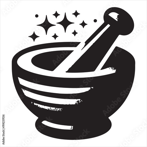 Minimal Mortar and pestle icon symbol flat illustration