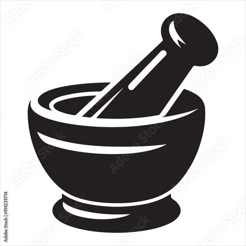 Minimal Mortar and pestle icon symbol flat illustration