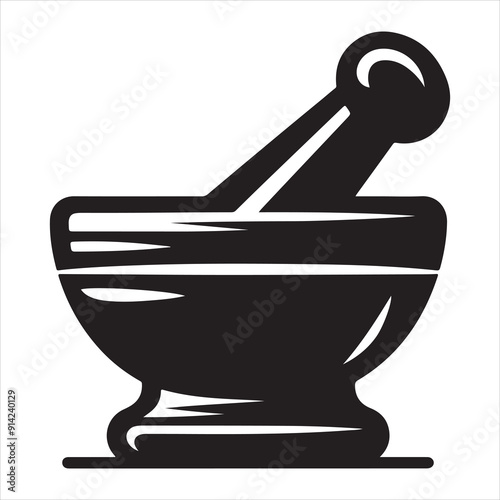Minimal Mortar and pestle icon symbol flat illustration