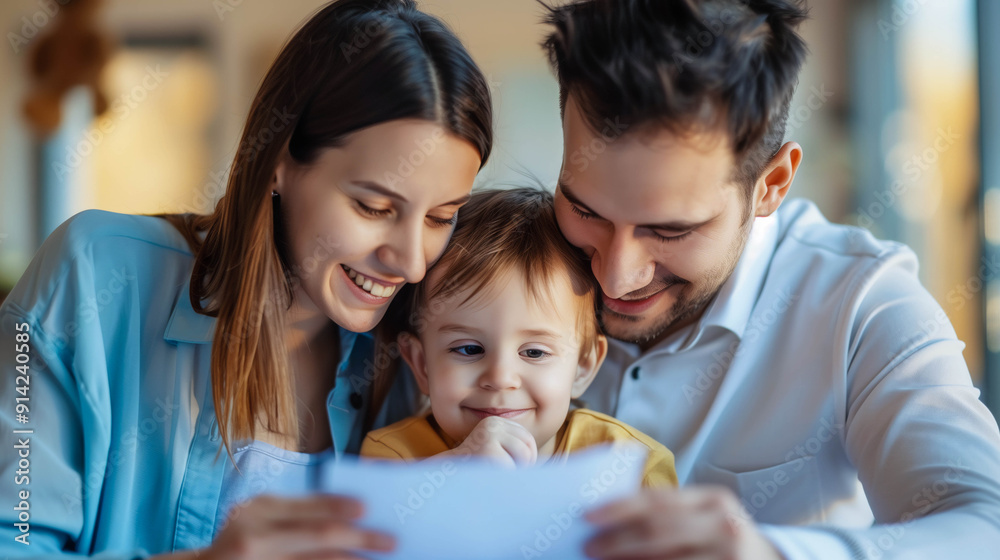 Happy Family Reading Together, Home Education Concept Happy Family Reading Together, Home Education Concept