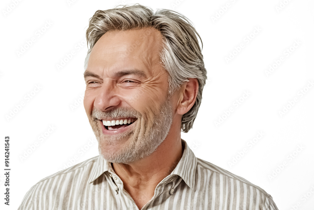 Mature man laughing heartily Mature man laughing heartily