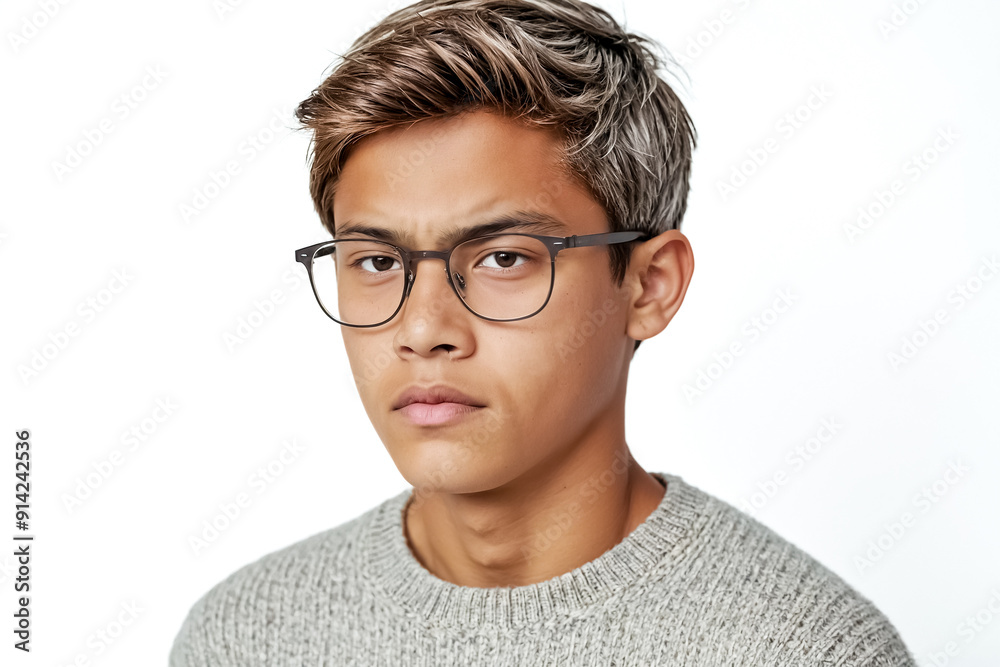 Close-up portrait of young man with serious expression Close-up portrait of young man with serious expression