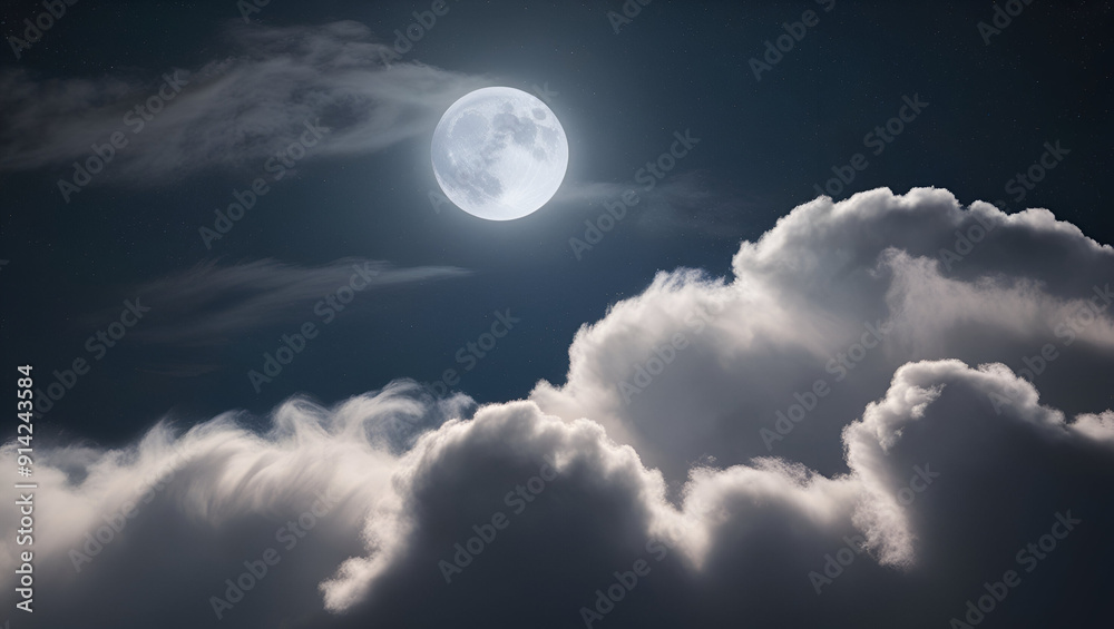 When moonlight reflects off clouds at night, it creates a gentle, luminous effect When moonlight reflects off clouds at night, it creates a gentle, luminous effect