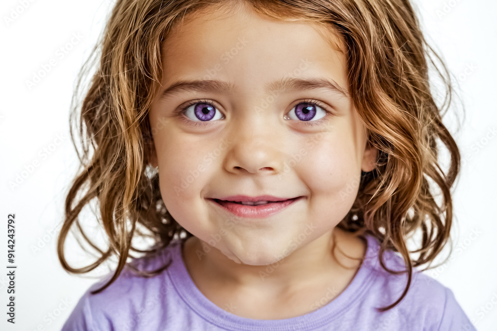 Portrait of a little girl with purple eyes smiling Portrait of a little girl with purple eyes smiling