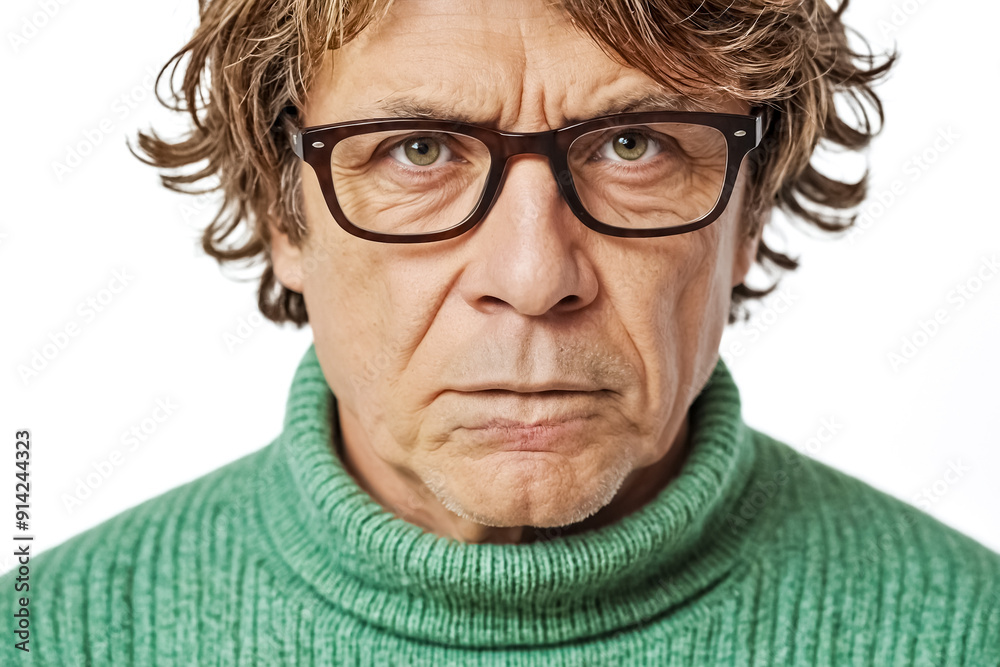 Portrait of a man with a skeptical expression Portrait of a man with a skeptical expression