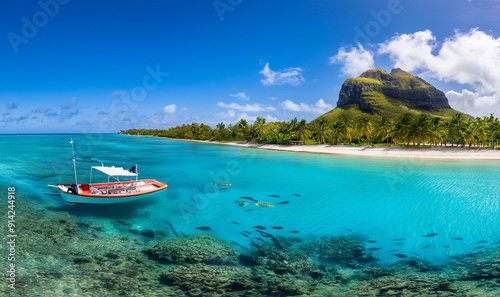 Indian Ocean, Mauritius Whales and sperm whales and vibrant coral reefs and sea Turtles. Mauritius island under waterfall, Mauritius undersea, Mauritius sea