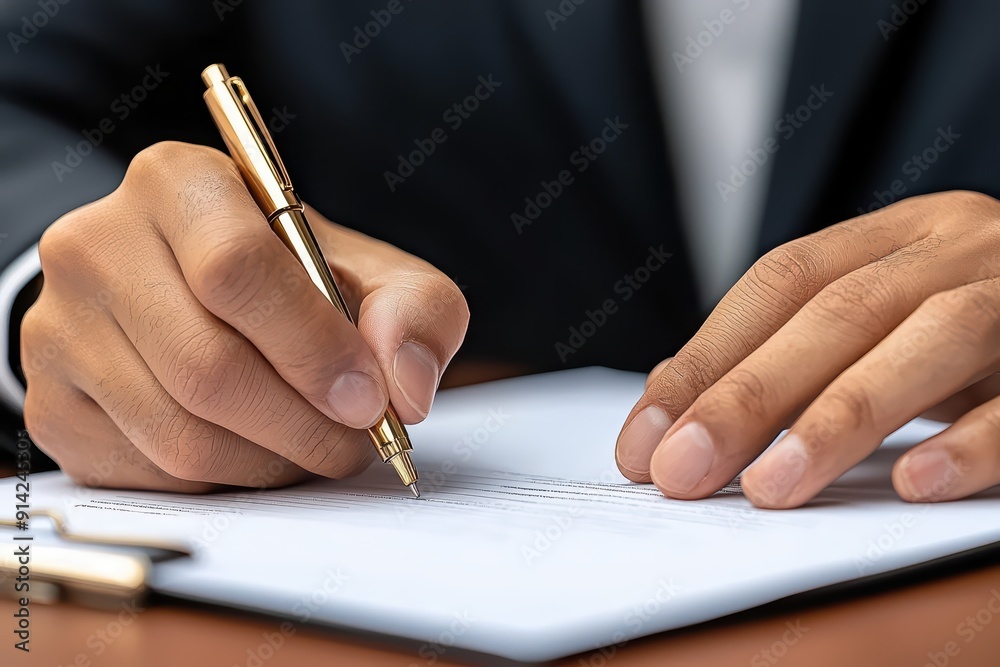 A close-up of a hand writing on paper with a pen, symbolizing professionalism and communication in business. A close-up of a hand writing on paper with a pen, symbolizing professionalism and communication in business.