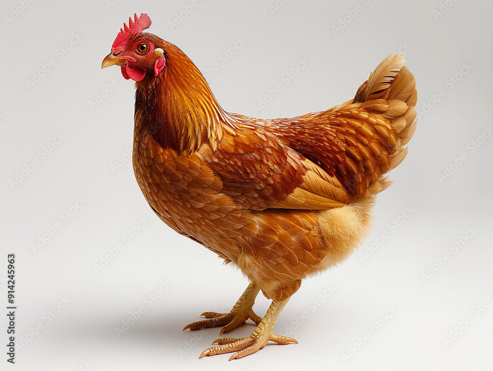 Fototapeta premium A Detailed Close-Up of a Proud Brown Chicken in Natural Pose