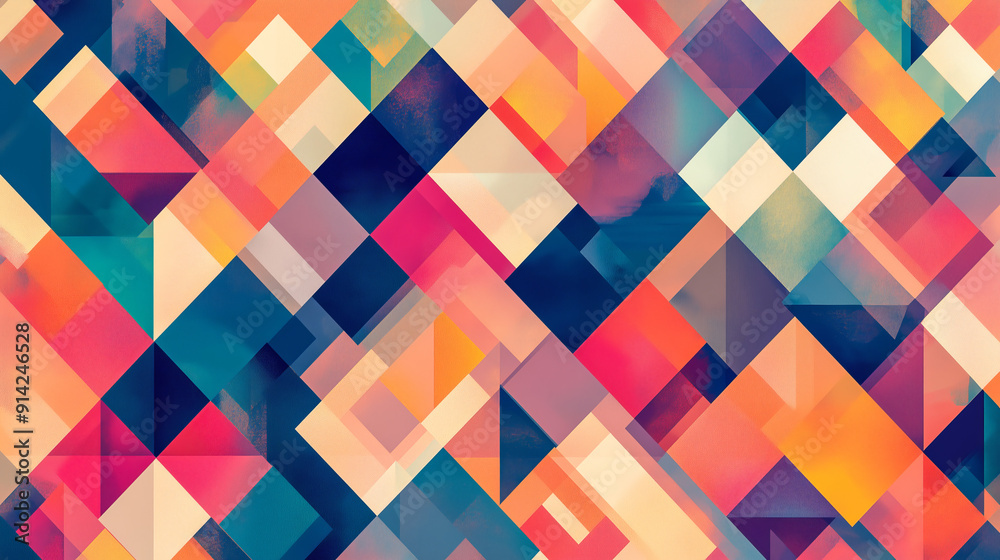 Vibrant diamond shapes form a retro geometric pattern backdrop. Vibrant diamond shapes form a retro geometric pattern backdrop.