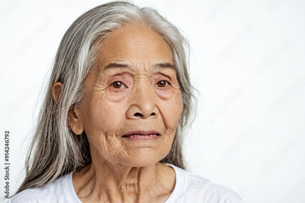 Portrait of an Elderly Woman with Gray Hair and Wrinkles Portrait of an Elderly Woman with Gray Hair and Wrinkles