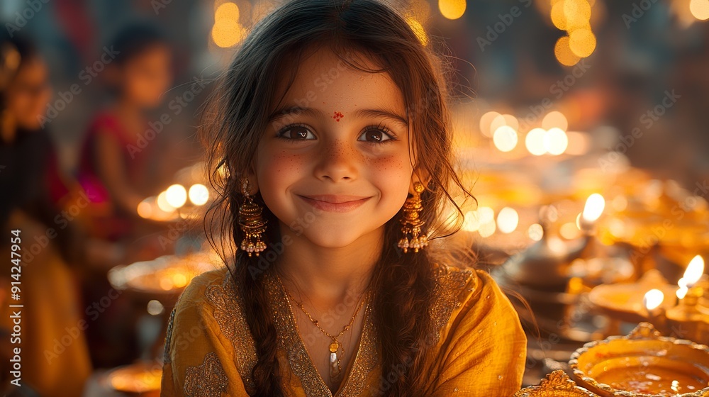 Obraz premium A group of children enjoying a Diwali festival with rides and games