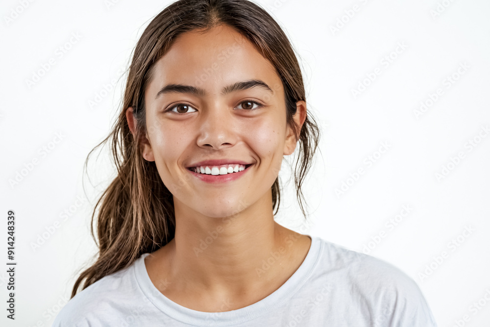 Portrait of a smiling young woman with long brown hair Portrait of a smiling young woman with long brown hair