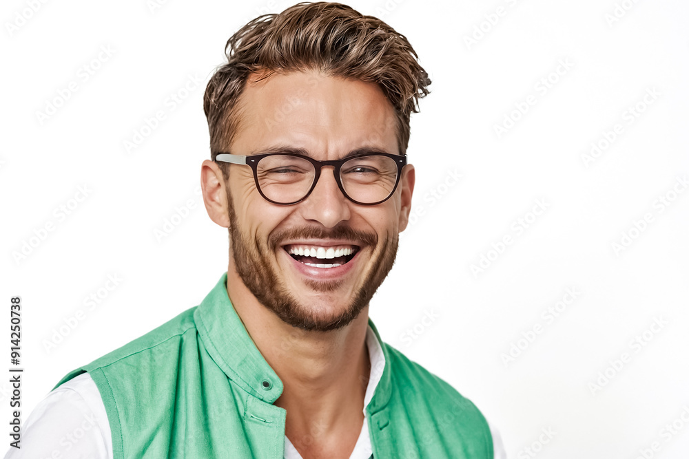 Portrait of a Happy Young Man with Glasses Portrait of a Happy Young Man with Glasses