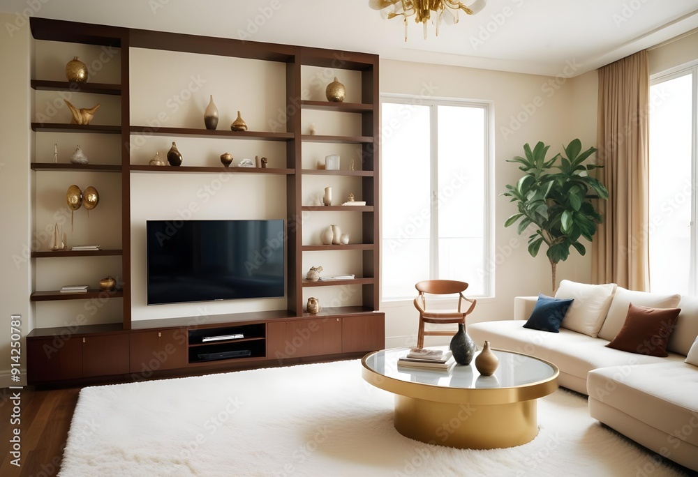 White and gold theme interior modern minimalism photo realism neww Style 3d Paints Doodle Illustration Deep View High Results 4k HD