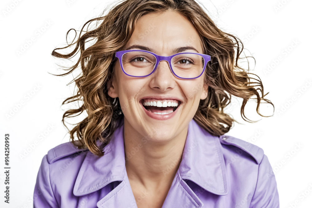 Obraz premium Closeup Portrait of a Happy Woman in Purple
