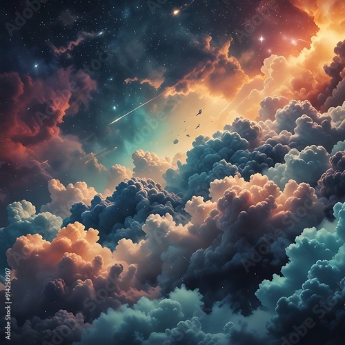 sky with clouds and sun