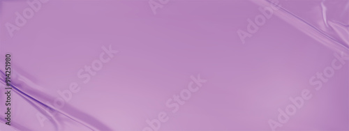 Light purple silk satin luxury background. Purple elegant background with space for design. Draped fabric Flat lay, Template, cover, header, Wide banner. panoramic view. 3D vector illustration.