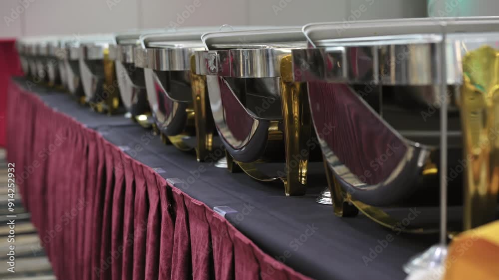 Triangle Buffet Dishes Dinnerware Chafing Dish. Move camera footage Triangle Buffet Dishes Dinnerware Chafing Dish. Move camera footage
