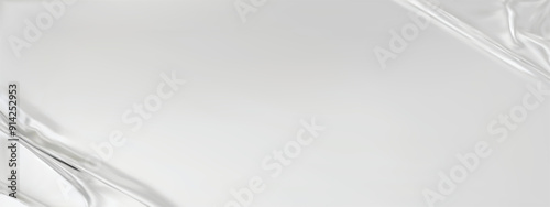 Silver silk satin luxury background. Silver elegant background with space for design. Draped fabric Flat lay, Template, cover, header, Wide banner. panoramic view. 3D vector illustration.