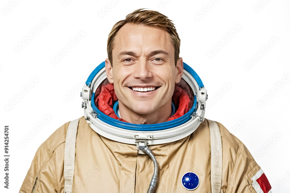 Portrait of a smiling astronaut in a spacesuit Portrait of a smiling astronaut in a spacesuit