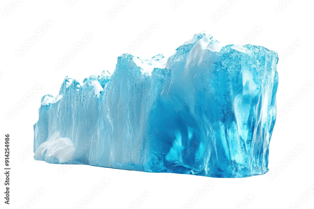 Fototapeta premium Crystal clear iceberg with vivid blue hues, isolated on a transparent background. showcasing the beauty and purity of ice formations.