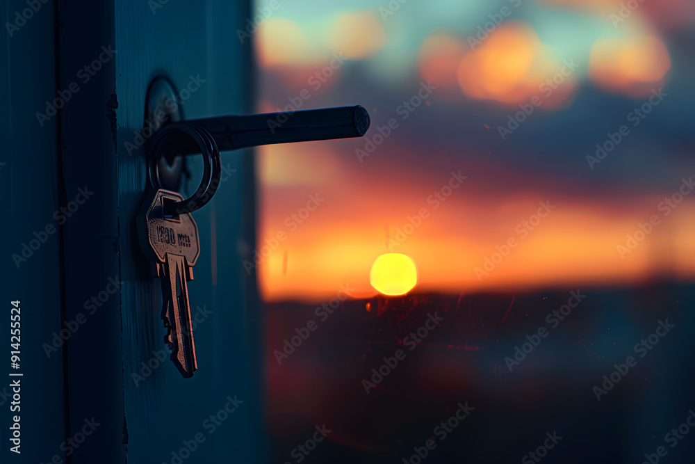 The key in the door at sunset The key in the door at sunset
