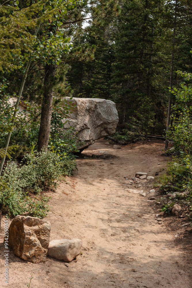 A sandy portion of the hiking trail within Rocky Mountain National Park, Colorado A sandy portion of the hiking trail within Rocky Mountain National Park, Colorado