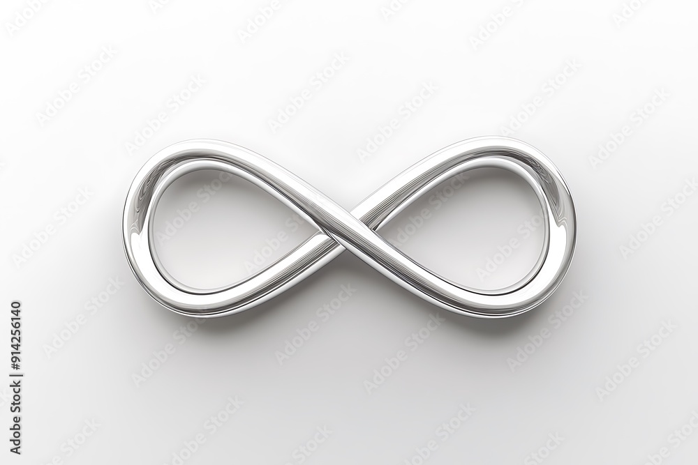 Serene White and Silver Infinity Symbol Illustration on Minimalist Background Serene White and Silver Infinity Symbol Illustration on Minimalist Background