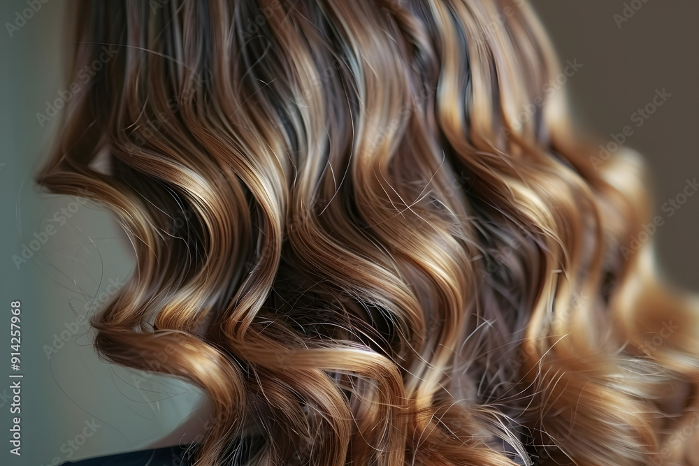 close-up of loose long hair with soft curls, back view close-up of loose long hair with soft curls, back view