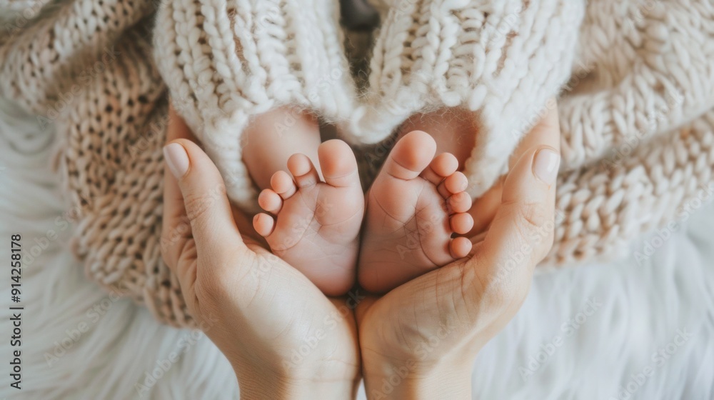 Close-up of a mother's hands holding a newborn baby Close-up of a mother's hands holding a newborn baby