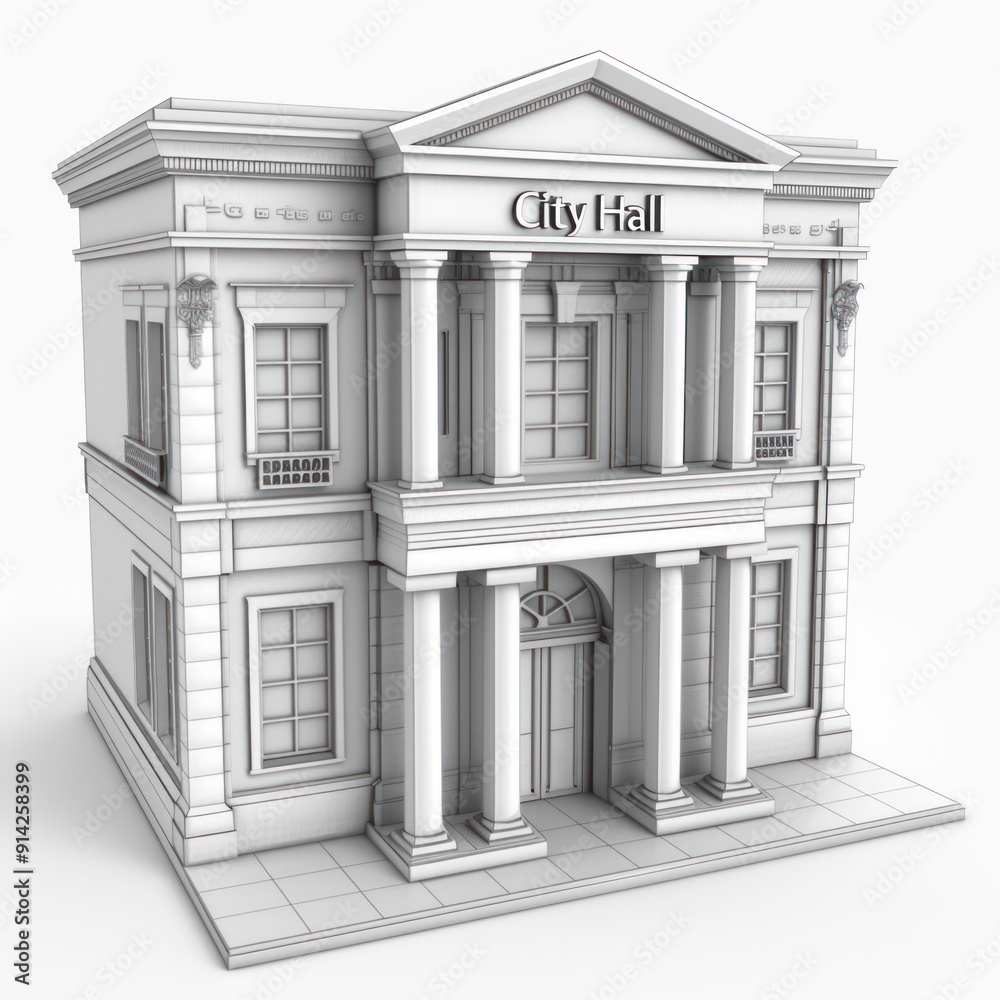 3D Model of a City Hall Building. 3D Model of a City Hall Building.