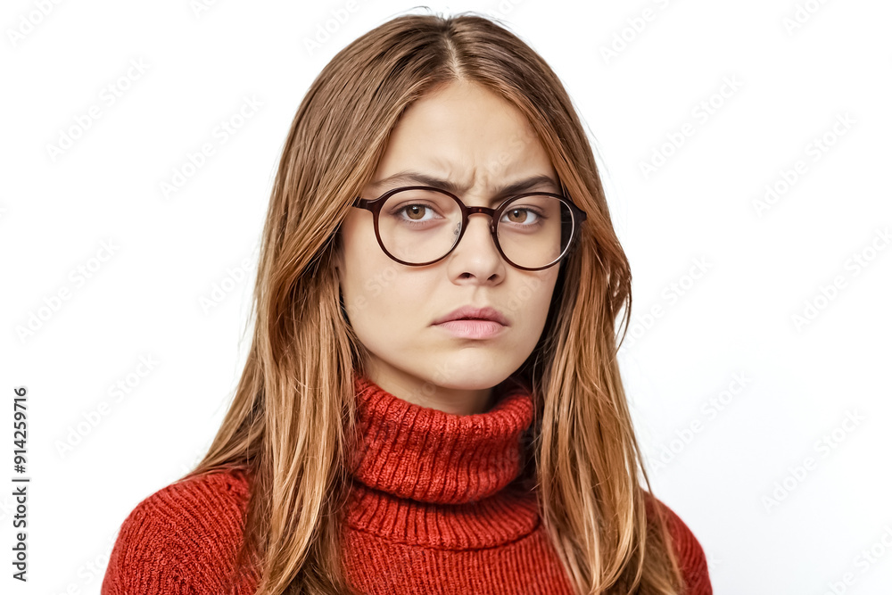 Woman in Glasses with a Concerned Expression Woman in Glasses with a Concerned Expression