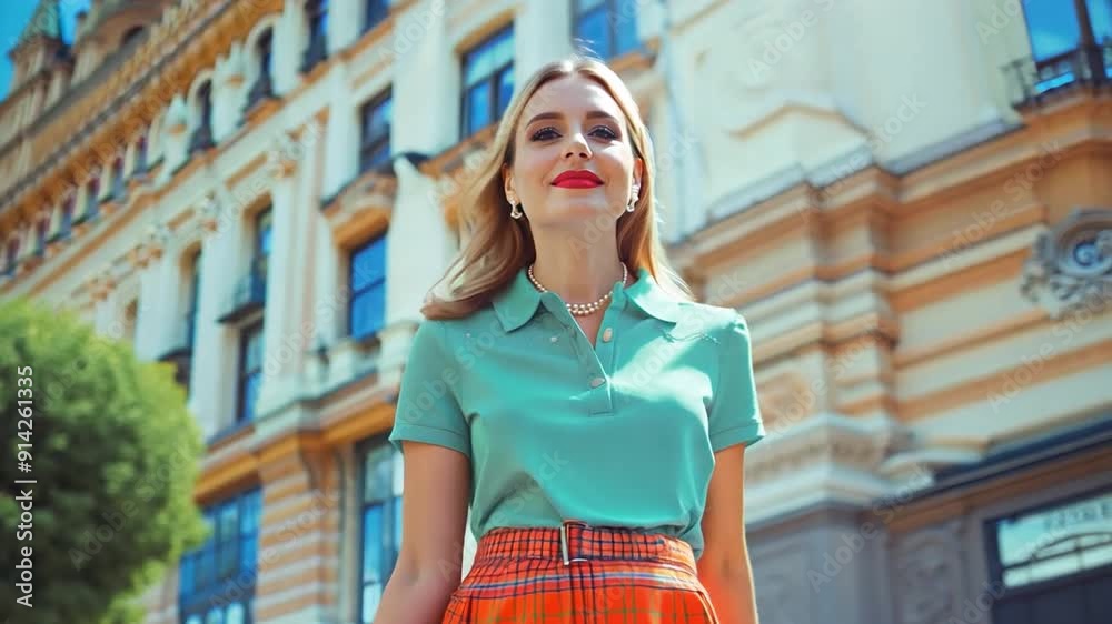 A striking belt and midi skirt pair with a preppy polo that's ideal for a day spent touring the city