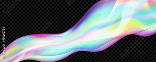 Dynamic spectrum ribbon.Abstract  holographic wave.Flow iridescent fluid.