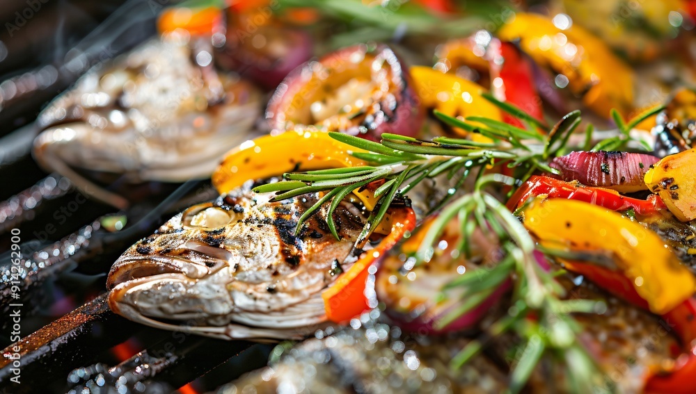 grilled fish on a barbecue grilled fish on a barbecue