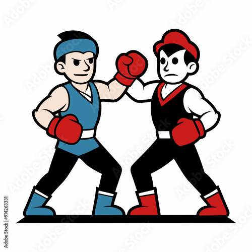 Tow boxers illustration fighting in a boxing match