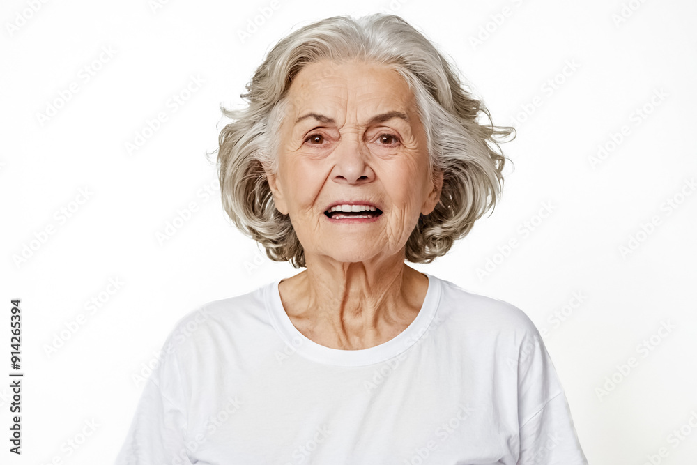 Portrait of a senior woman with a surprised expression Portrait of a senior woman with a surprised expression