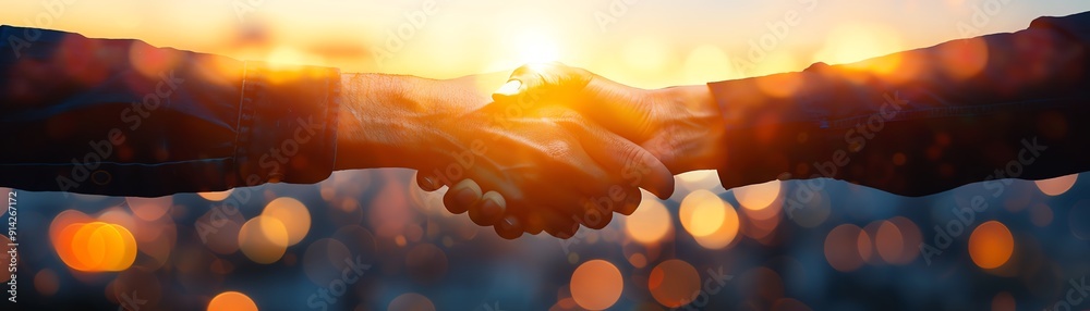 A close-up shot of two hands shaking against a beautiful sunset, symbolizing partnership and collaboration. A close-up shot of two hands shaking against a beautiful sunset, symbolizing partnership and collaboration.