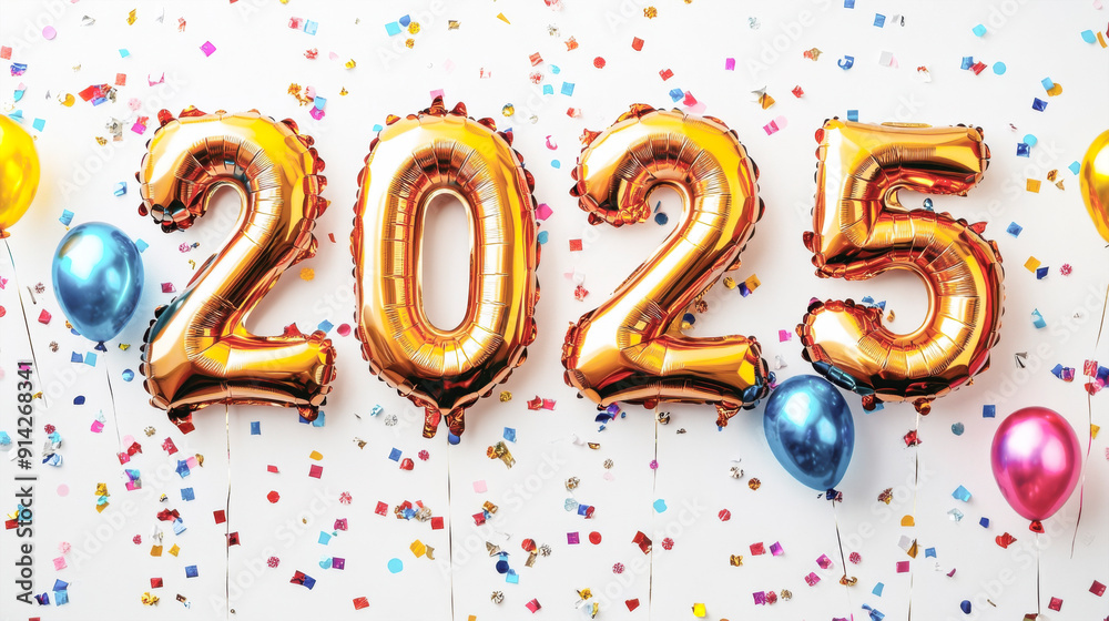 Celebrating New Year's Eve 2025 With Colorful Balloons and Shiny Confetti Decorations Celebrating New Year's Eve 2025 With Colorful Balloons and Shiny Confetti Decorations