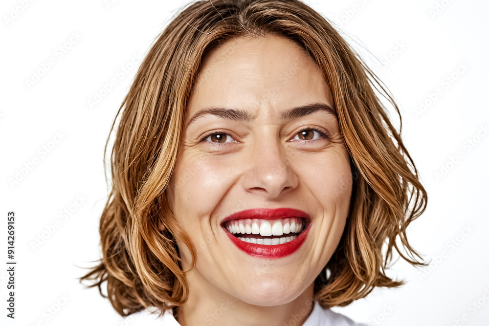 Beautiful Woman Smiling with Red Lipstick Beautiful Woman Smiling with Red Lipstick