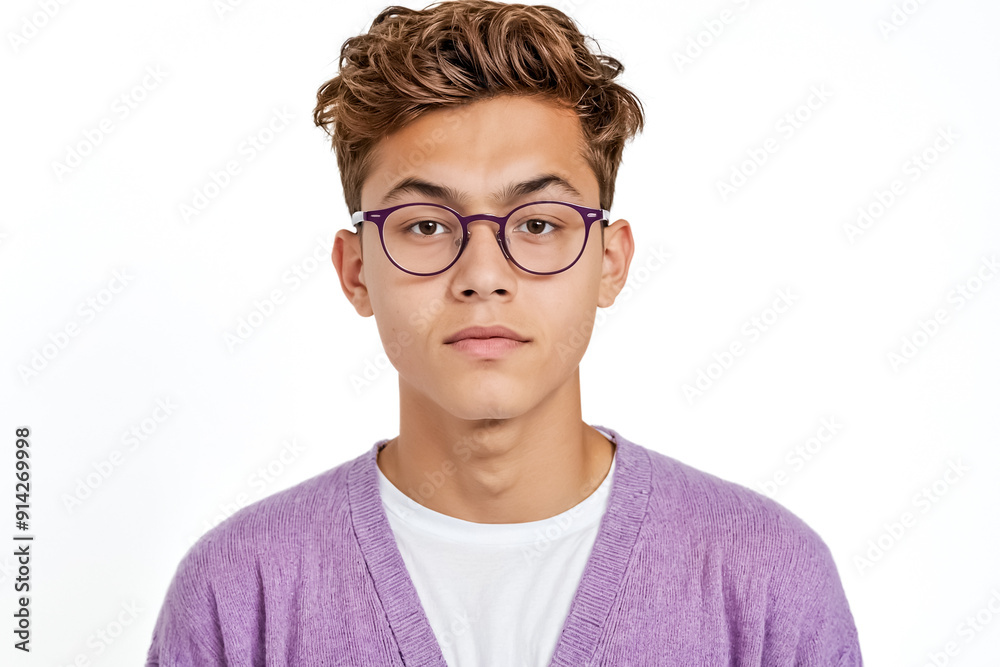 Young Man With Glasses Looking Seriously at Camera Young Man With Glasses Looking Seriously at Camera
